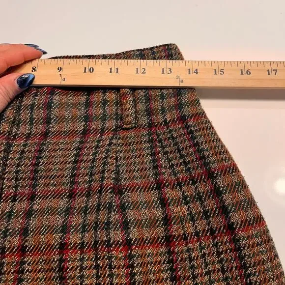 VTG 90'S Express Brown Plaid High Rise Wide Leg Pants Sz 5/6 - Picture 6 of 9